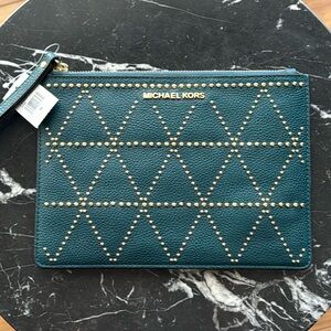 💚New Michael Kors 💚Adele XL Zip Clutch Deep Teal
